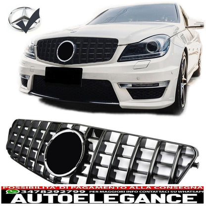 The sports radiator grille fits the Mercedes W204 Panamericana GT black