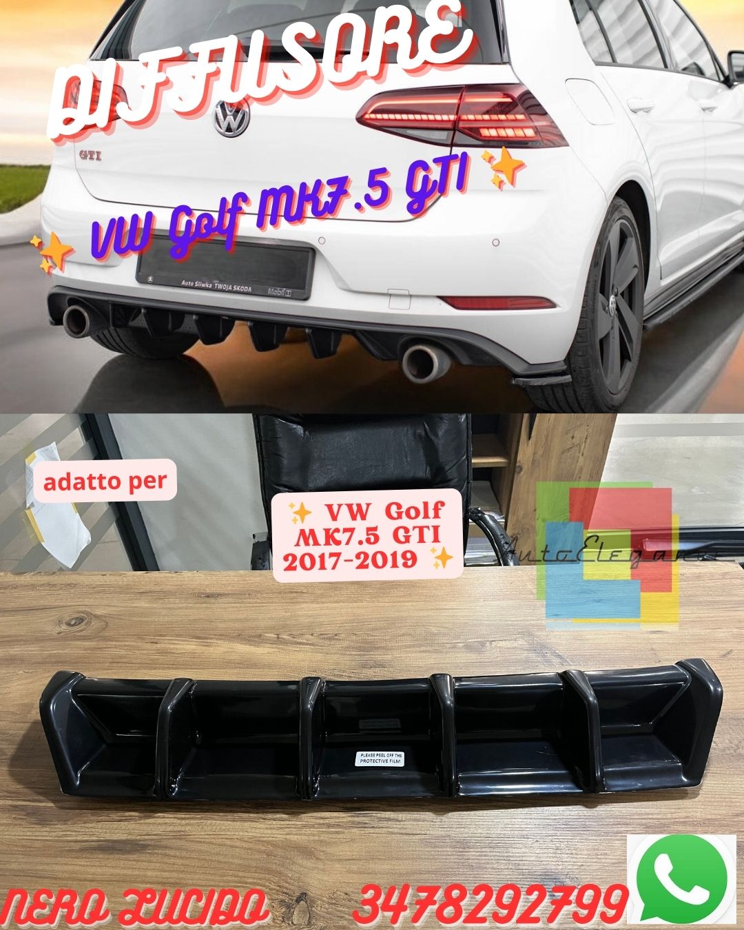 VW Golf MK7.5 GTI 2017-2019 Rear Valance (Assembly with Silicone Glue) 