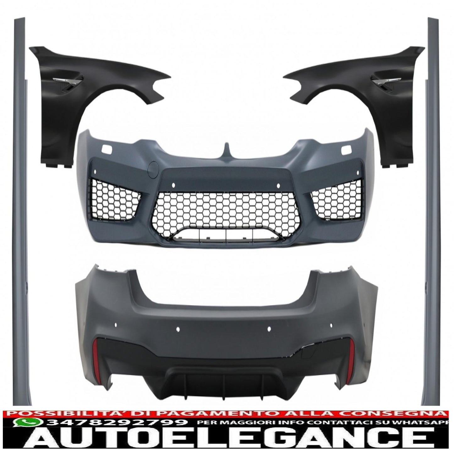 Complete body kit with chrome front fenders suitable for bmw 5 series g30 (2017-2019) m5 design 