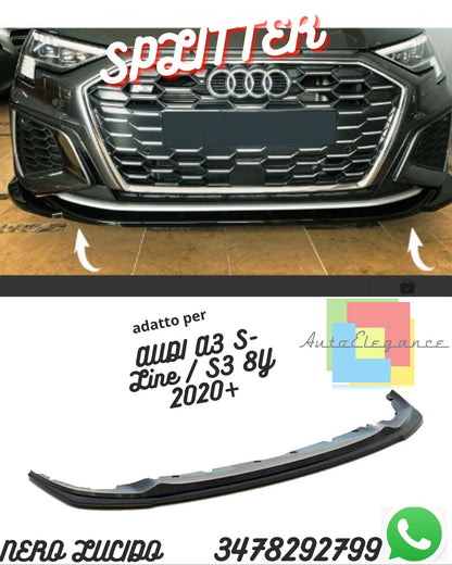 Splitter Anteriore AUDI A3 S-Line / S3 8Y 2020+ Senza ABE TÜV