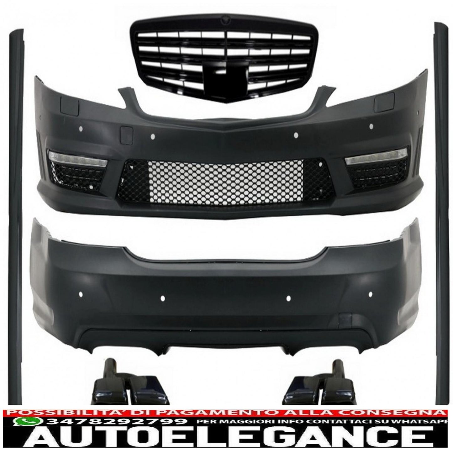 body kit suitable for mercedes benz w221 2005-2011 a-design with black central grille and black edition exhaust tips