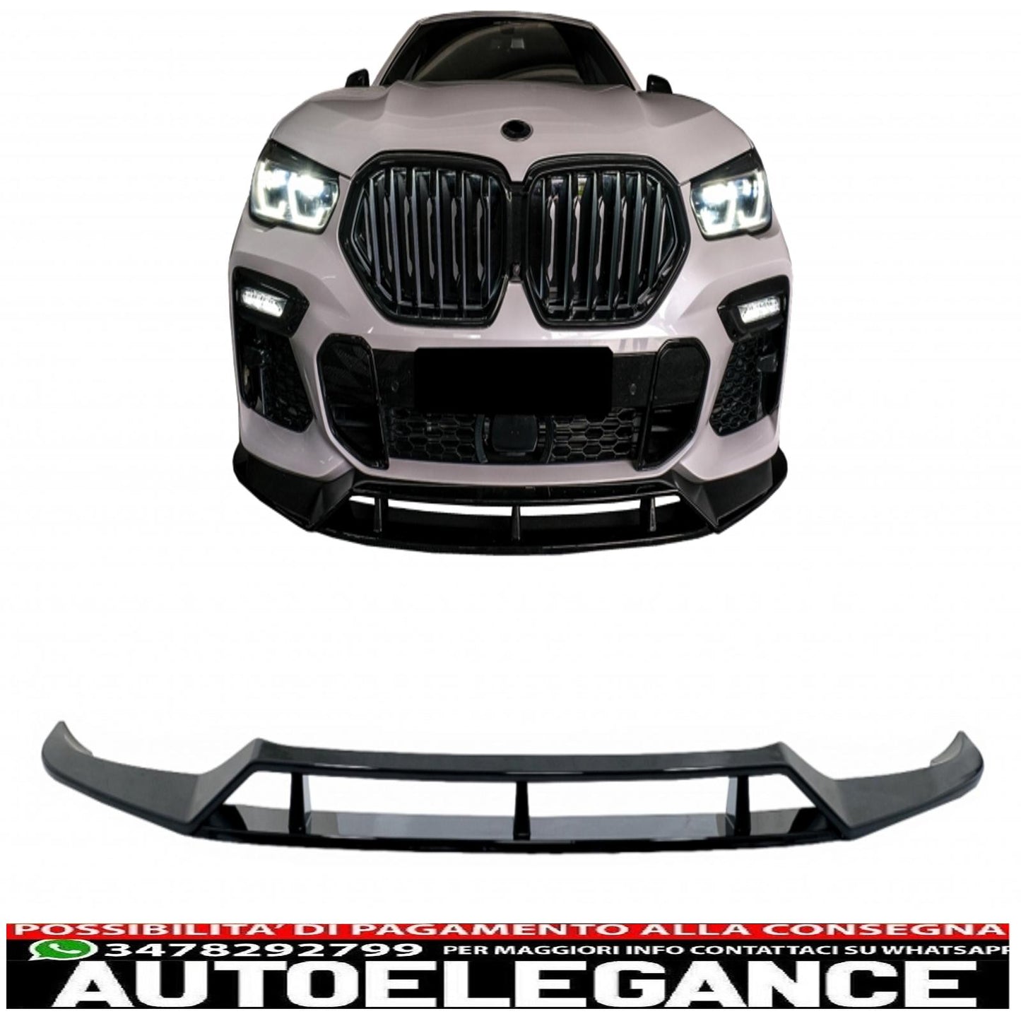 Front Bumper Spoiler Lip Fit For BMW X6 G06 X6M (2019-up) Piano Black