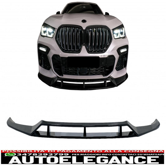 Labbro spoiler paraurti anteriore adatto per BMW X6 G06 X6M (2019-up) Piano Black