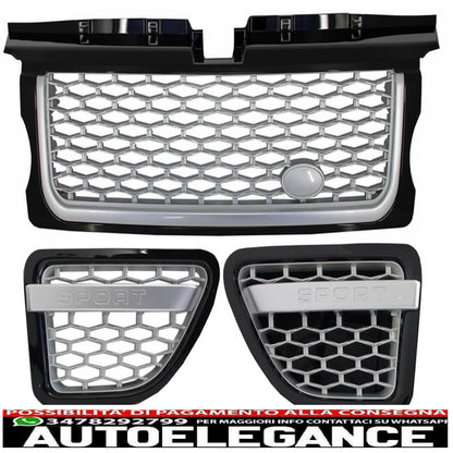 central grille and side vents group suitable for land rover sport l320 (2005-2008) autobiography look black silver edition