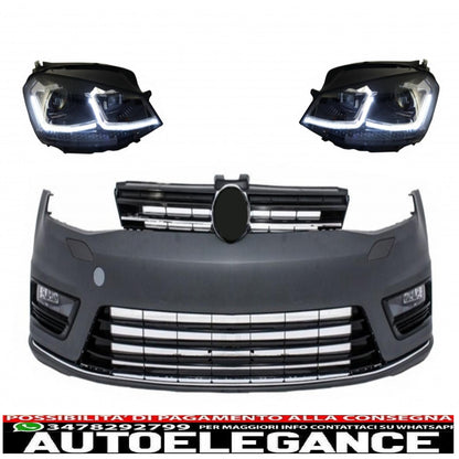 front bumper and led headlights suitable for vw golf 7 vii (2012-2017) rhd facelift g7.5 r line look dynamic sequential direction indicators 