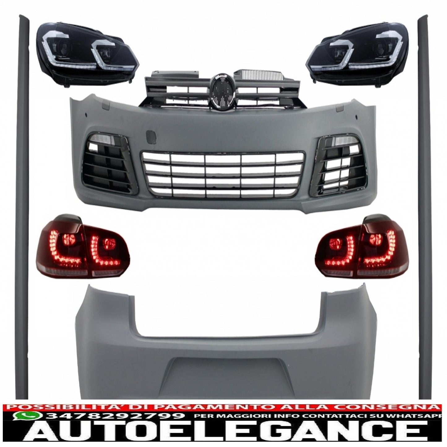 complete body kit suitable for vw golf vi 6 mk6 (2008-2013) r20 design with dynamic sequential cornering light