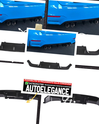 Diffusore posteriore doppio tubo adatto per BMW M3 F80 nero lucido
