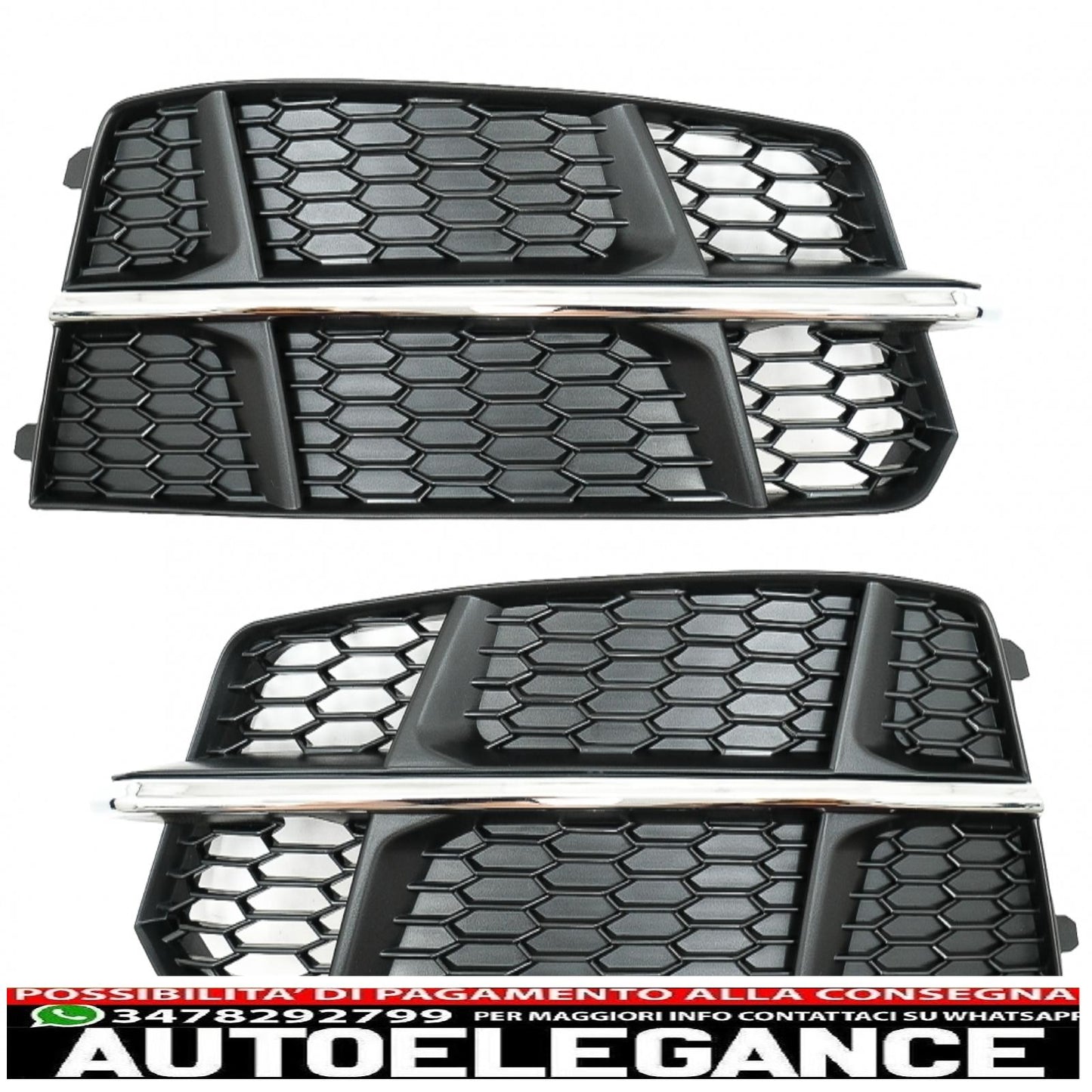 coperture inferiori della griglia del paraurti griglie laterali adatte per audi a6 c7 4g s-line facelift (2015-2018) nero cromato AUTOELEGANCERICAMBI