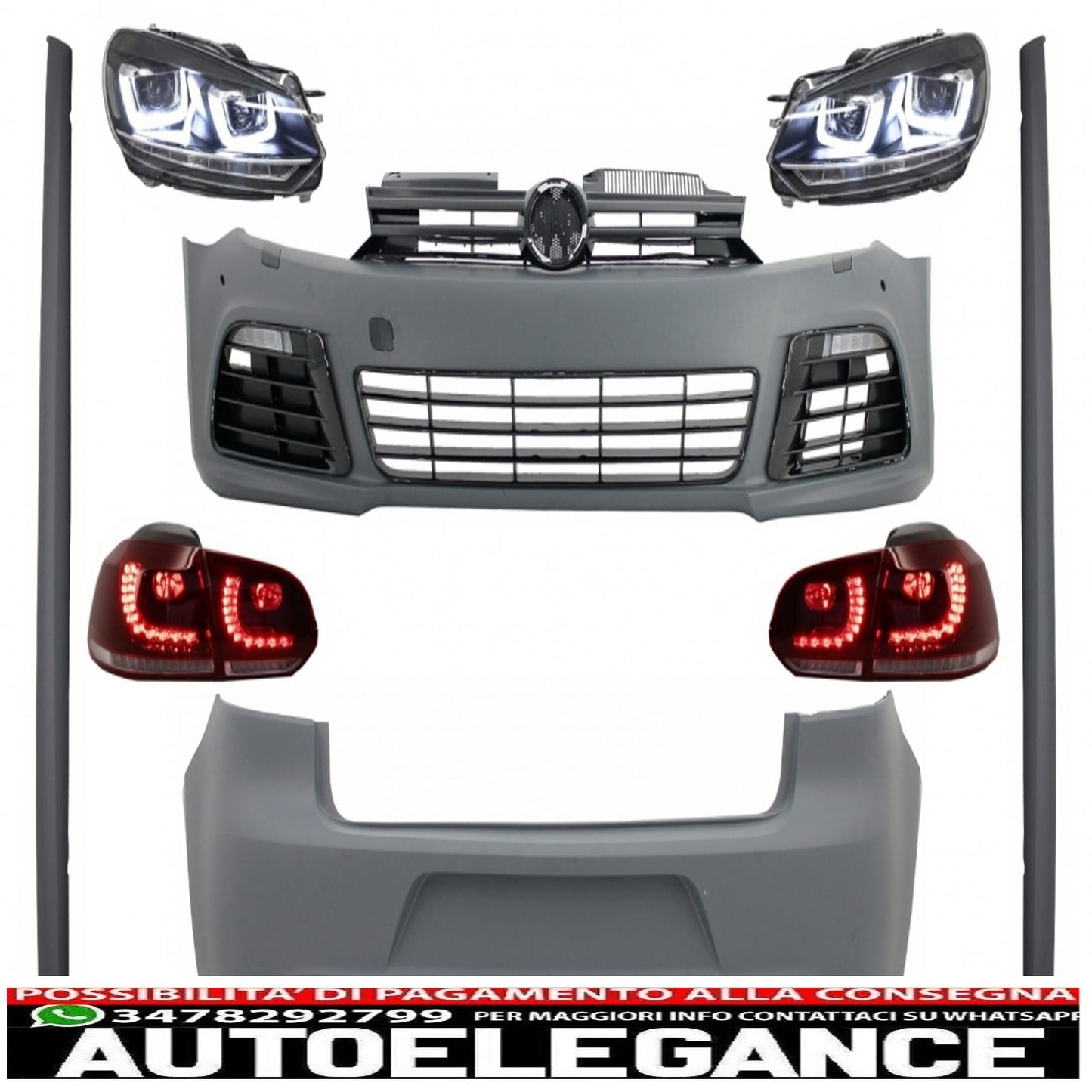 complete body kit suitable for vw golf vi 6 mk6 (2008-2013) r20 design with headlights and rear lights dynamic cornering light right hand drive only 