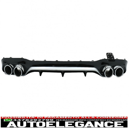 rear diffuser with exhaust tips suitable for mercedes e class w213 sport line (2016-2019) e53 design silver edition