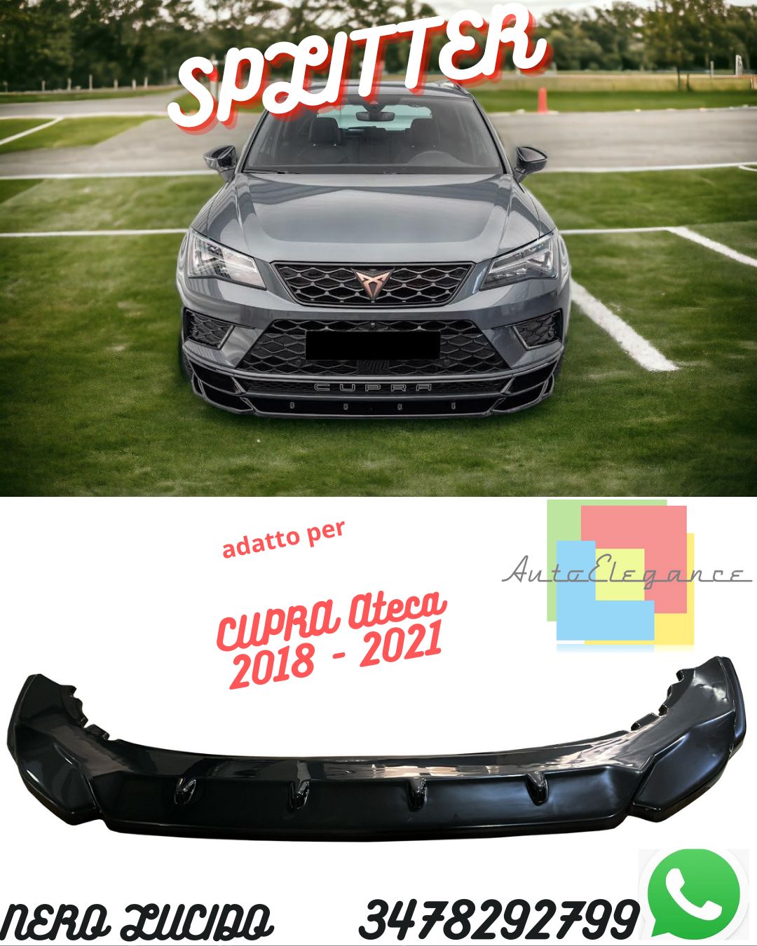 Splitter Anteriore CUPRA Ateca 2018 - 2021 Con ABE TÜV