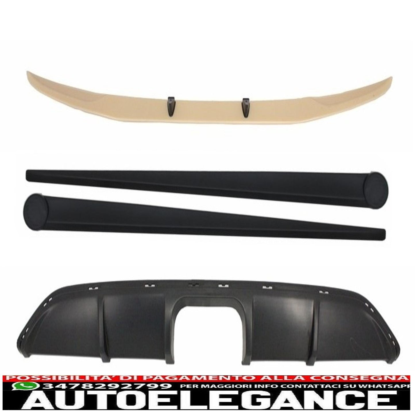 Labbro spoiler paraurti anteriore con diffusore d'aria adatto per smart fortwo 451 (2007-2014) e minigonne laterali aggiuntive