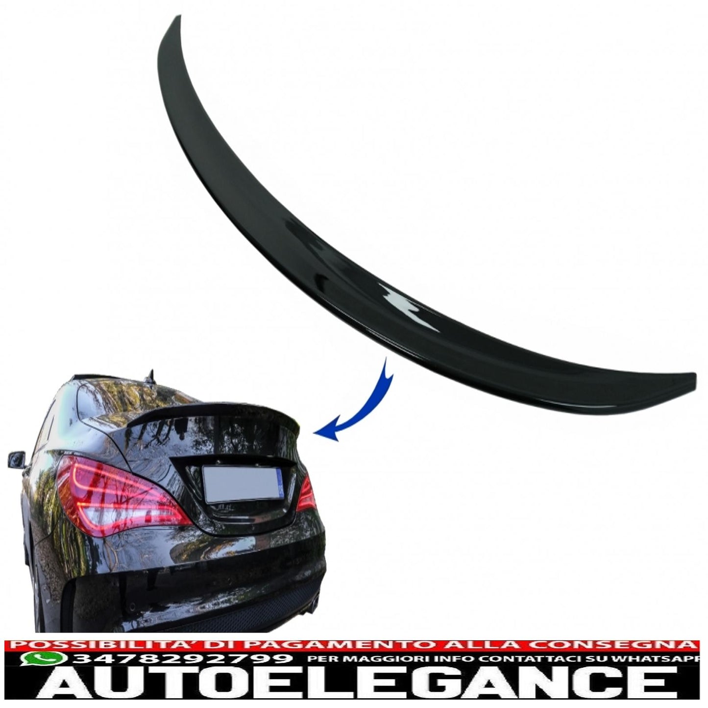 Spoiler per cofano bagagliaio adatto per mercedes cla c117 w117 (2013-2018) nero lucido