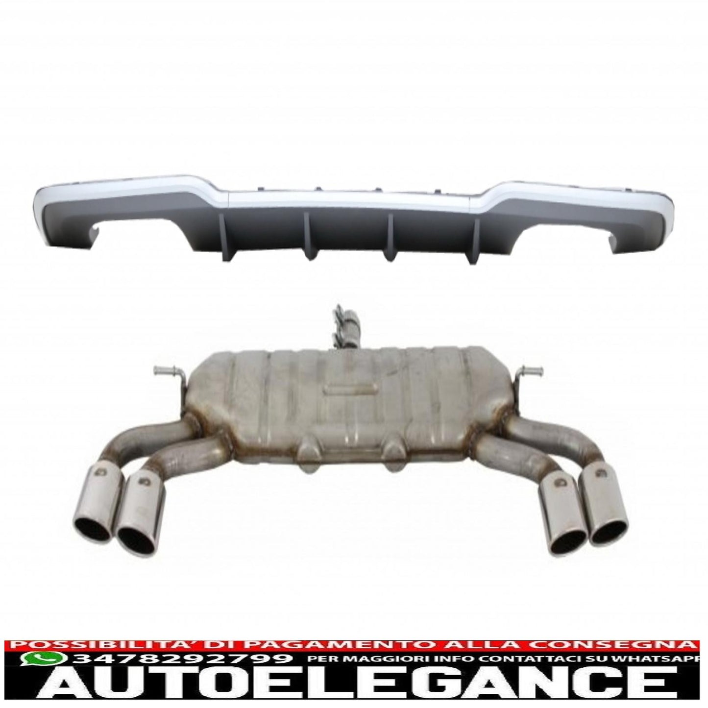 Diffusore mantovana paraurti posteriore con sistema di scarico adatto per audi a3 8v restyling hatchback sportback (2016-2019) paraurti s-line design s3