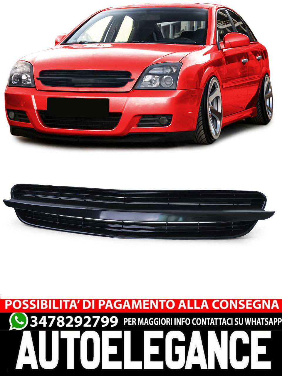 Black emblemless sports radiator grille compatible with Opel Vectra C 02-05 Signum 03-05 