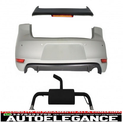 Rear bumper roof spoiler with led brake light suitable for vw golf 6 vi (2008-2012) and gti design exhaust system