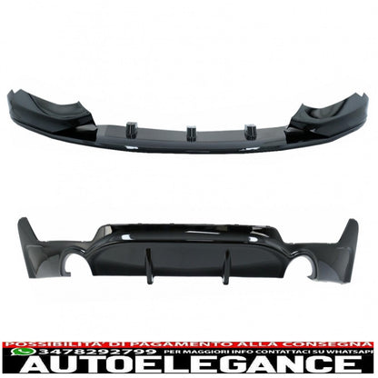 Labbro spoiler paraurti anteriore adatto per bmw serie 4 f32 f33 f36 coupe cabrio grand coupe (2013-03.2019) con diffusore paraurti posteriore doppia uscita singola design m-performance