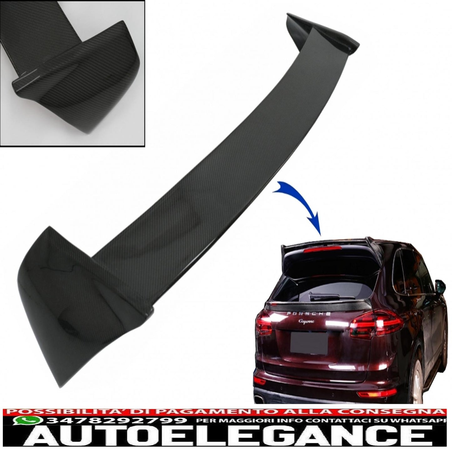 Trunk Roof Spoiler Fit For Porsche Cayenne 958 II SUV (2015-2017) Carbon Fiber 