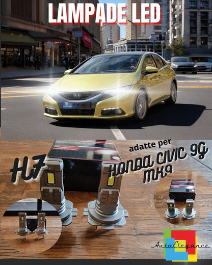 KIT LED H7 PER HONDA CIVIC 9G MK9 IX 6000K 6000 LUMEN CANBUS ANABBAGLIANTI