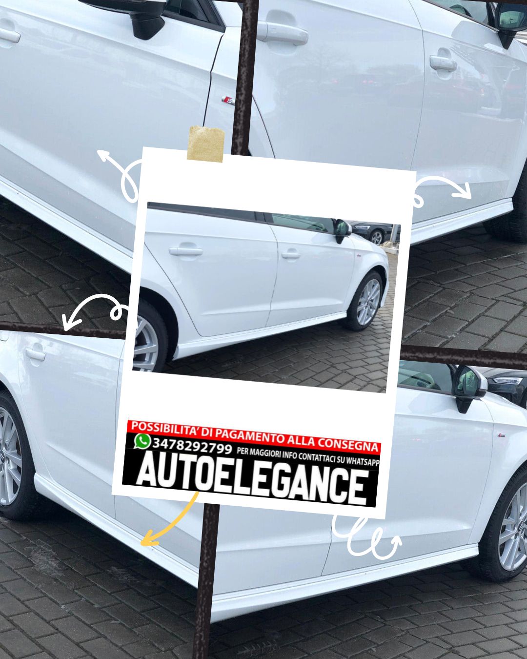 MINIGONNE LATERALI ADATTE PER AUDI A3 8V 5 PORTE SPORTBACK S3 LOOK (dal 2013)