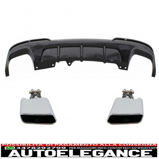 diffusore d'aria a doppia uscita adatto per bmw serie 5 f10 f11 (2011-2017) con terminali di scarico m-performance design nero pianoforte