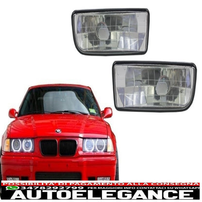 Fog lamps suitable for bmw 3 series e36 (1991-2000) chrome glass lens