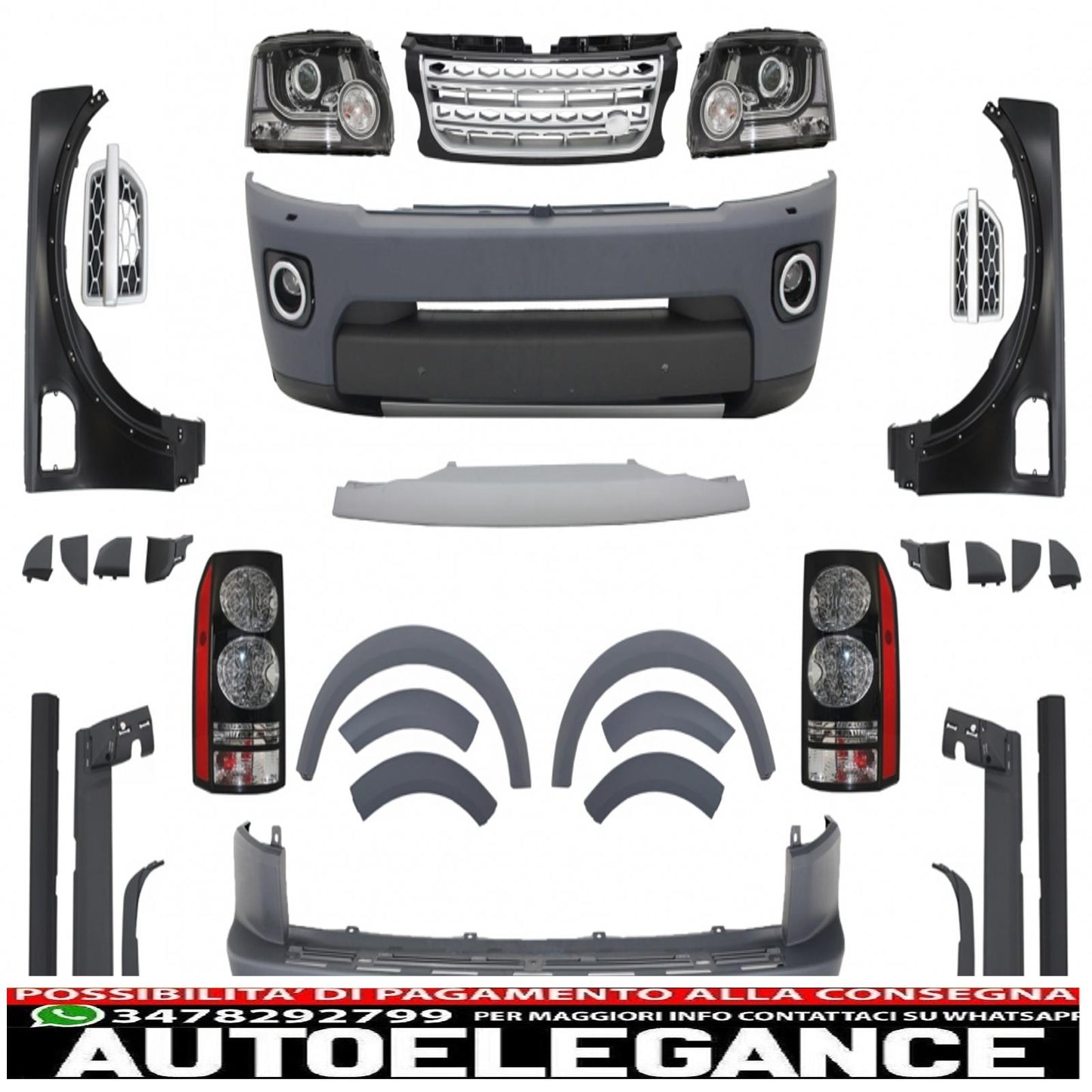 Complete conversion body kit suitable for Land Rover Discovery 3 l319 (2004-2009) to Discovery 4 Facelift 