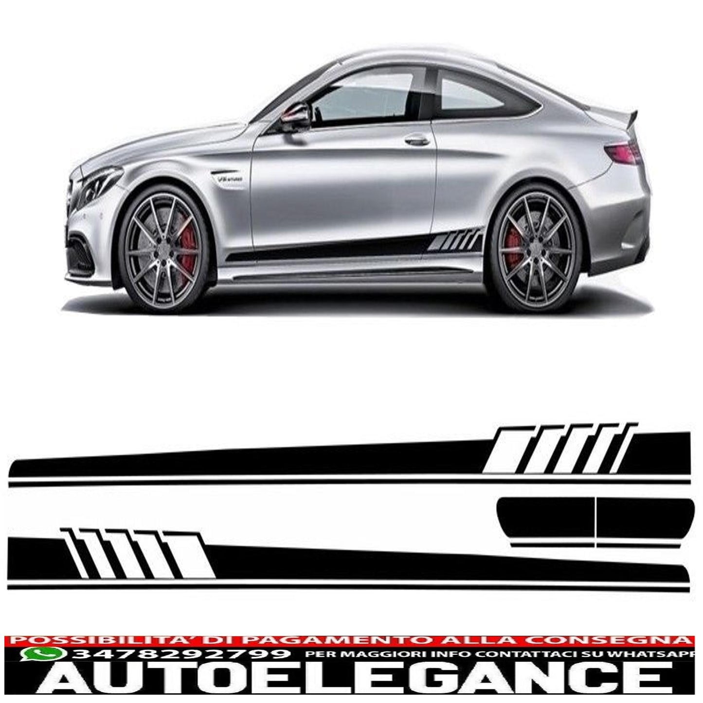 side decals matt black vinyl sticker suitable for mercedes c class c205 coupe a205 cabriolet (2014-) c63 design