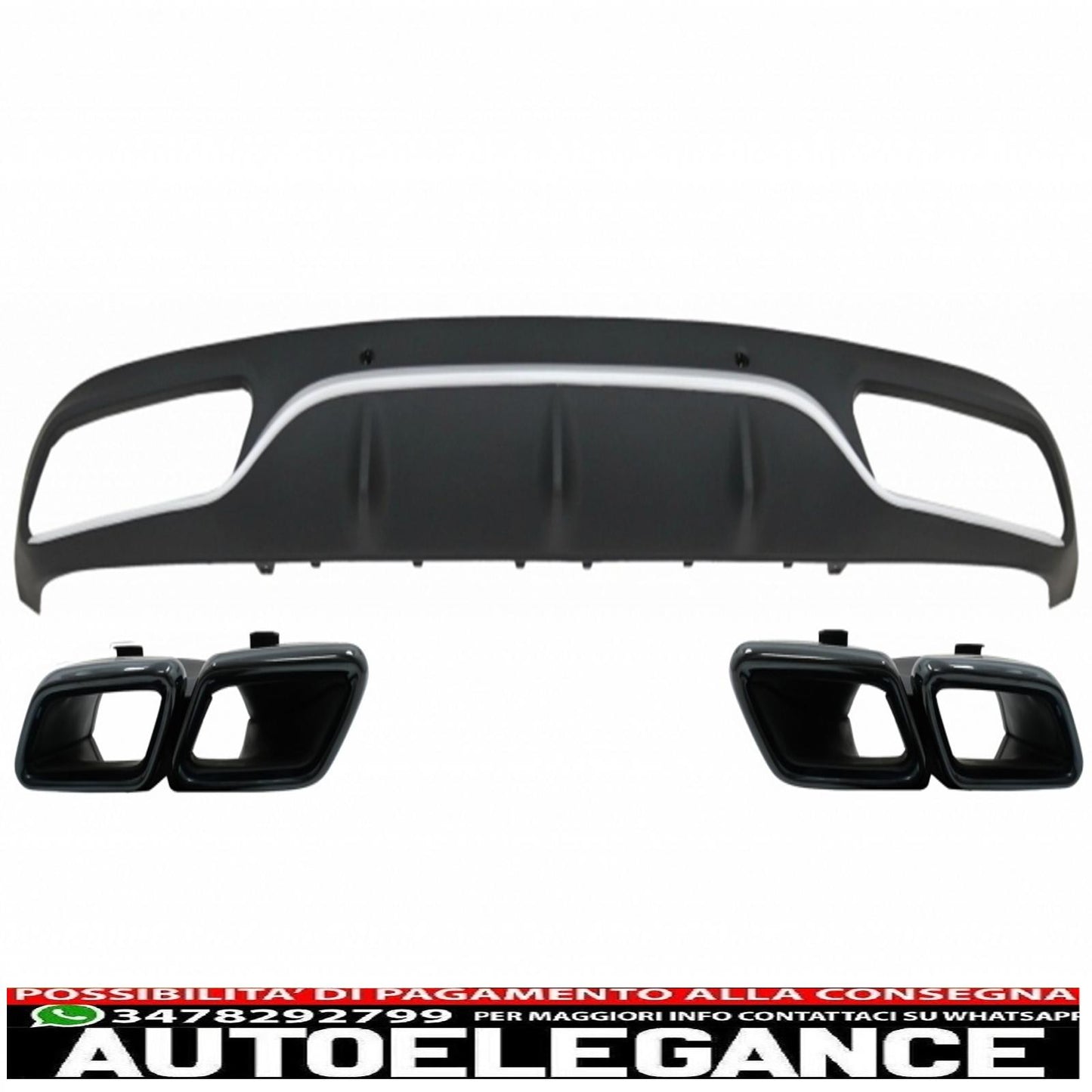 Rear Bumper Diffuser Valance with Black Exhaust Tips Fit for Mercedes C Class C205 A205 Coupe Cabriolet (2014-2019) C63 Design
