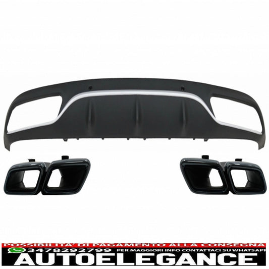 Rear Bumper Diffuser Valance with Black Exhaust Tips Fit for Mercedes C Class C205 A205 Coupe Cabriolet (2014-2019) C63 Design