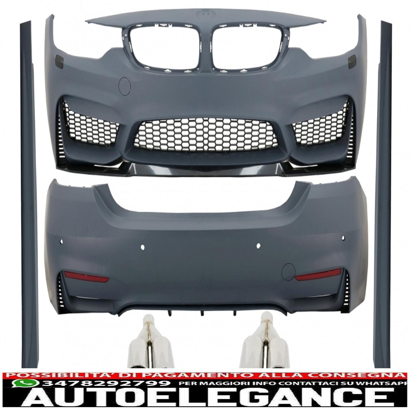 complete body kit suitable for bmw 4 series f32 f33 (2013-209) m4 design coupe cabrio with m-power chrome exhaust tips 