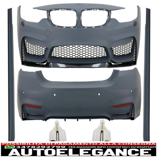 kit carrozzeria completo adatto per bmw serie 4 f32 f33 (2013-209) m4 design coupé cabrio con terminali di scarico m-power cromati