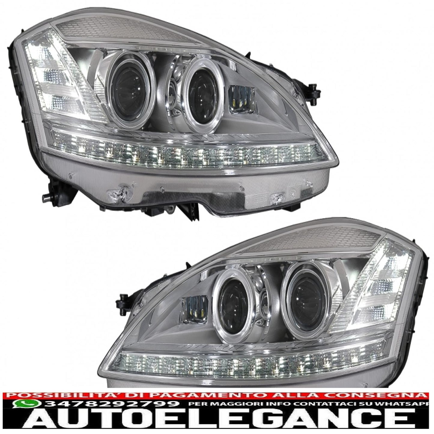 led headlights suitable for mercedes s class w221 (2005-2009) restyling look with sequential dynamic cornering lights