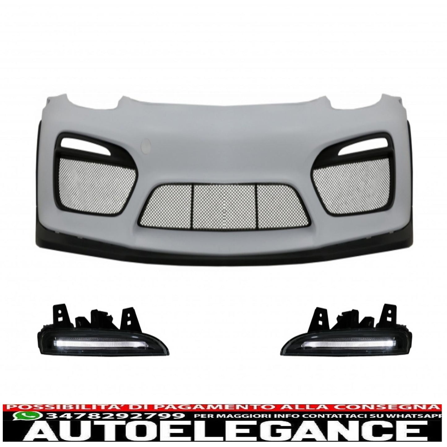 paraurti anteriore con led drl adatto per porsche cayman 981c e boxster 981 (2012-2016) design gt4