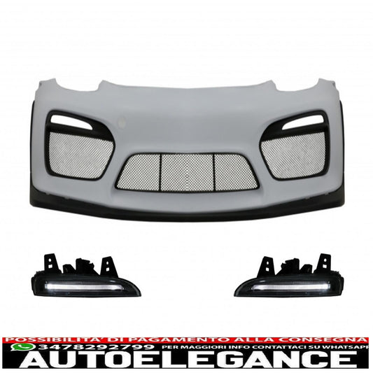 paraurti anteriore con led drl adatto per porsche cayman 981c e boxster 981 (2012-2016) design gt4