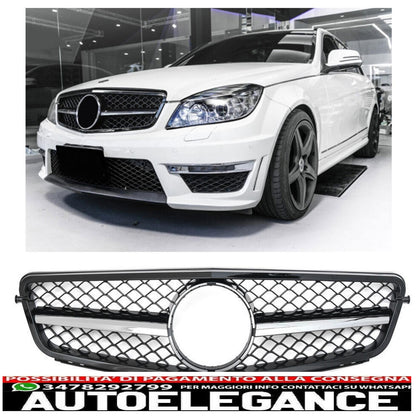 Sports radiator grille for Mercedes W204 S204 black + chrome