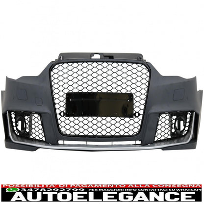 front bumper suitable for audi a3 8v (2012-2015) hatchback sportback rs3 design black gloss 