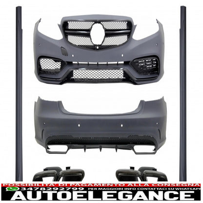 body kit suitable for mercedes e-class w212 facelift (2013-2016) with e63 a-design edition glossy black exhaust tips