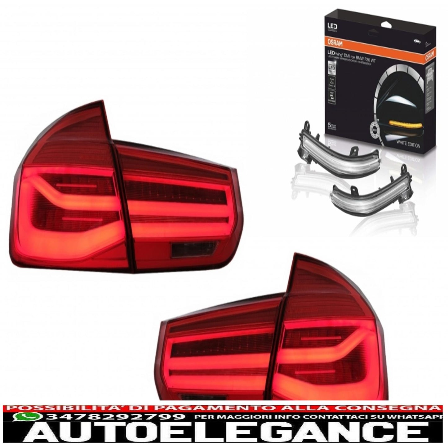 Lightning conversion kit for LED rear lights and LED turn signals LCI design suitable for BMW 3 Series F30 (2011-2019) with dynamic sequential cornering lights