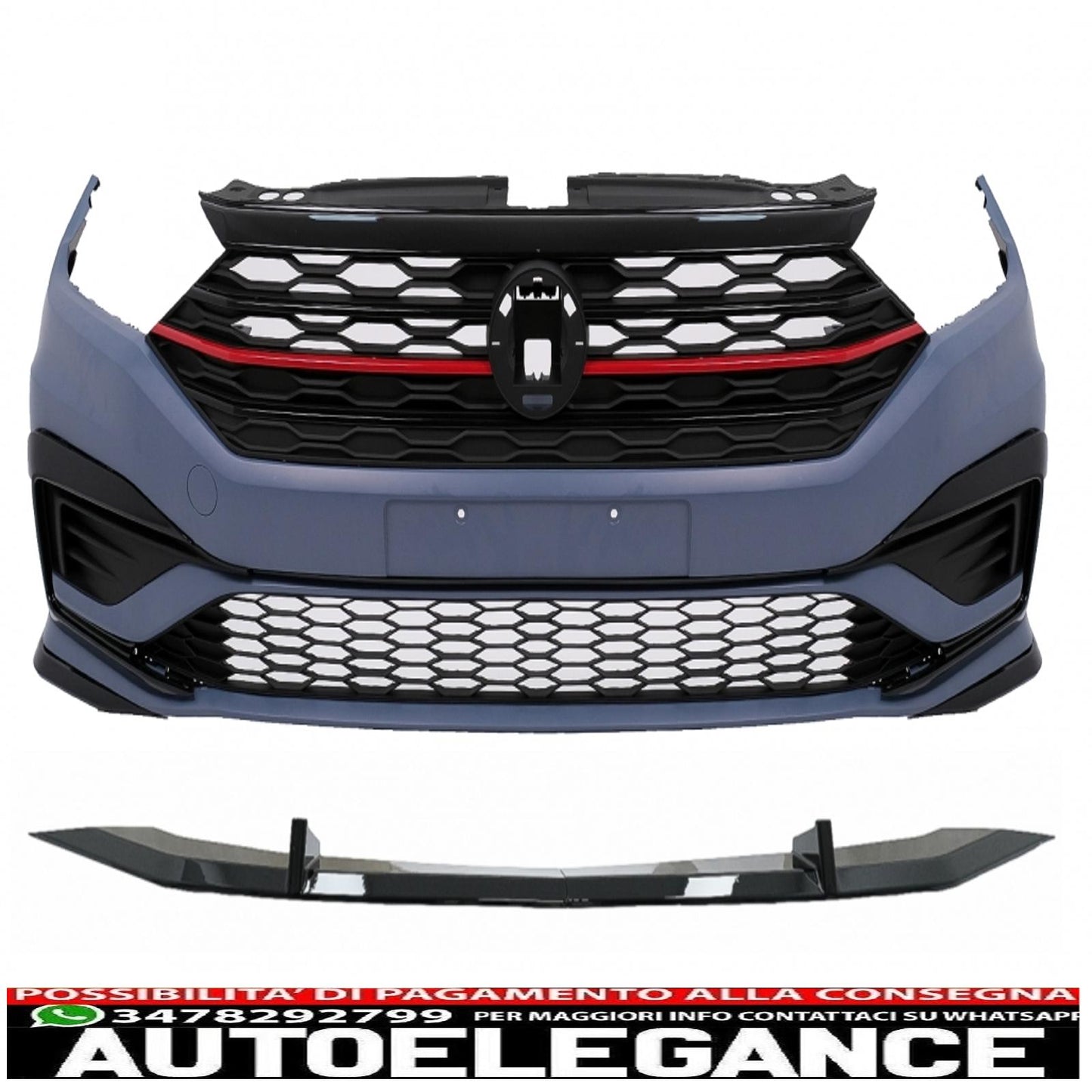 front bumper with center grille and spoiler with lip extension suitable for vw jetta mk7 (2019-2021) gli design 