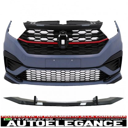 front bumper with center grille and spoiler with lip extension suitable for vw jetta mk7 (2019-2021) gli design 