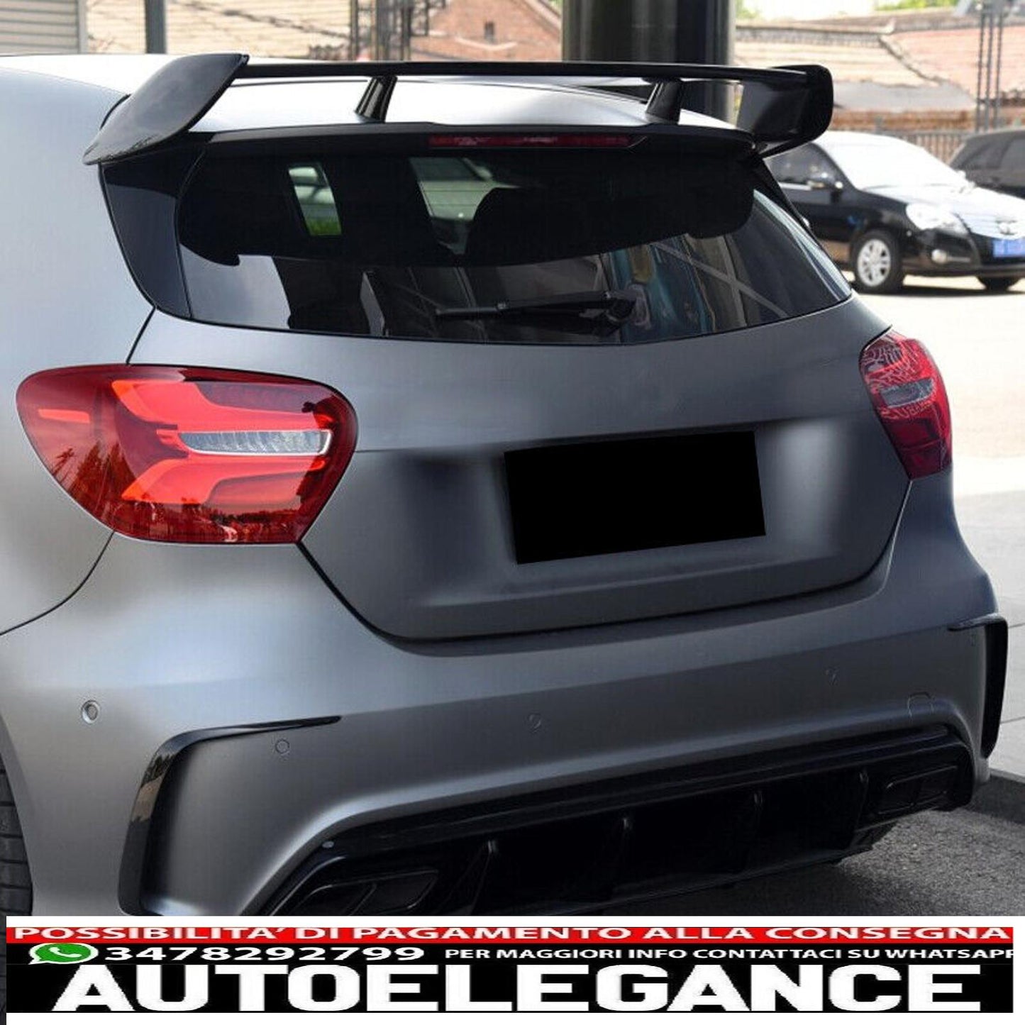 For Mercedes W176 A-Class AMG Rear Spoiler with Black Aero Wings