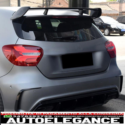 For Mercedes W176 A-Class AMG Rear Spoiler with Black Aero Wings