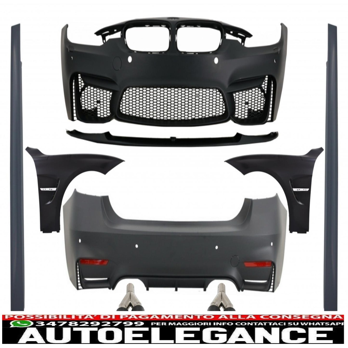 body kit with front fenders suitable for bmw f30 (2011-2019) evo ii m3 cs style without fog lights 
