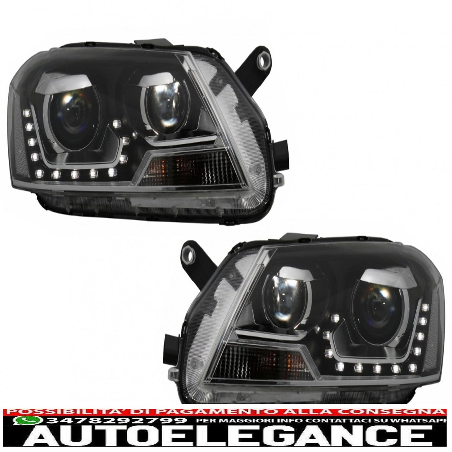 LED DRL headlights suitable for VW Passat 3C B7 (11/2010-10/2014) black