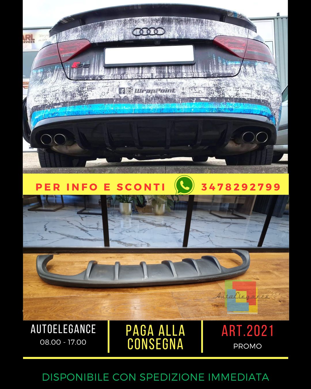 🔥DIFFUSORE ADATTO PER AUDI A5 2007-2011 SLINE S5 COUPE CABRIO GREZZO🔥