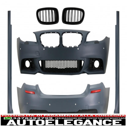 complete body kit with central grilles double stripe piano black suitable for bmw 5 series f10 lci (2014-2017) m-technik design