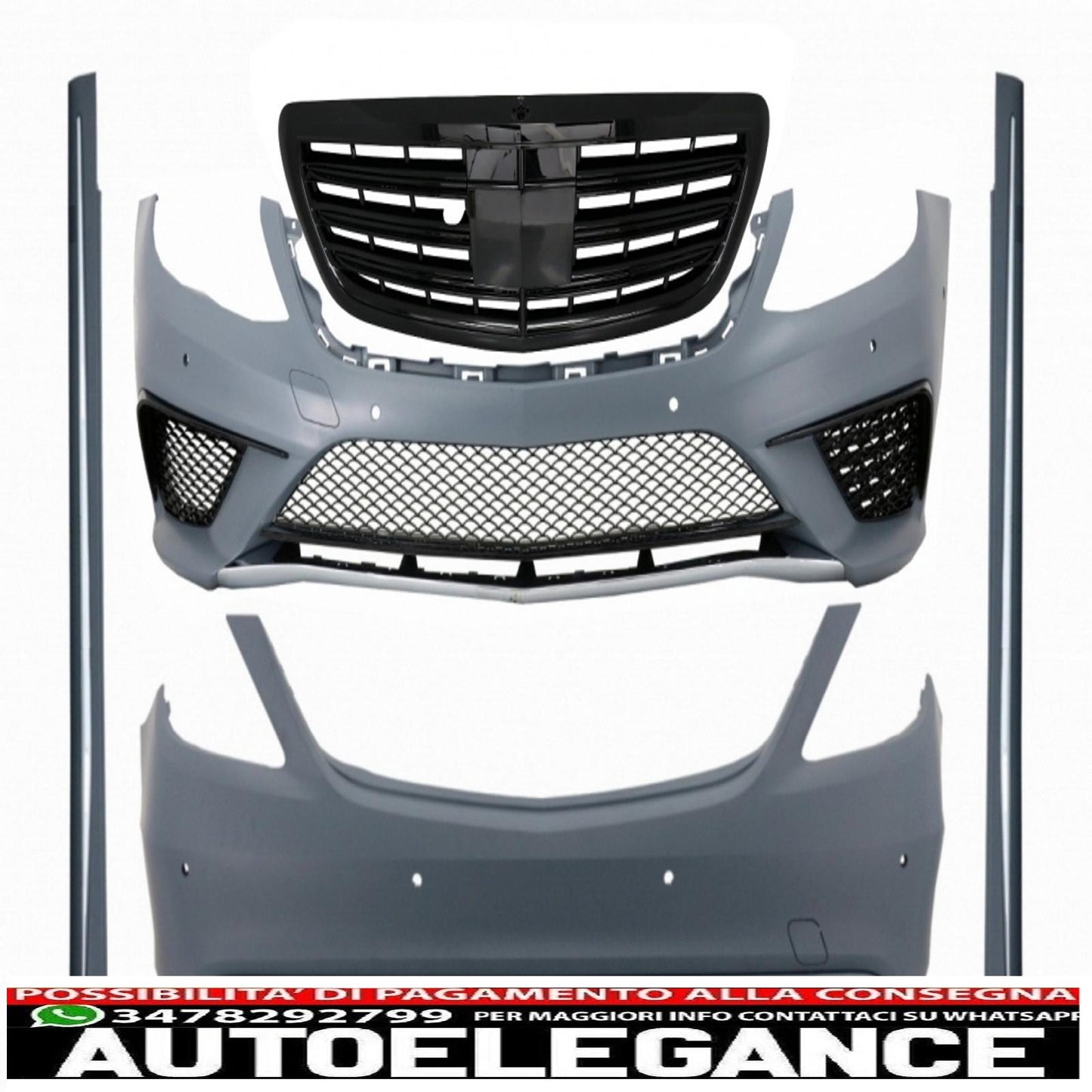 Body kit with black front grille suitable for mercedes s class w222 (2013-06.2017) design s63 