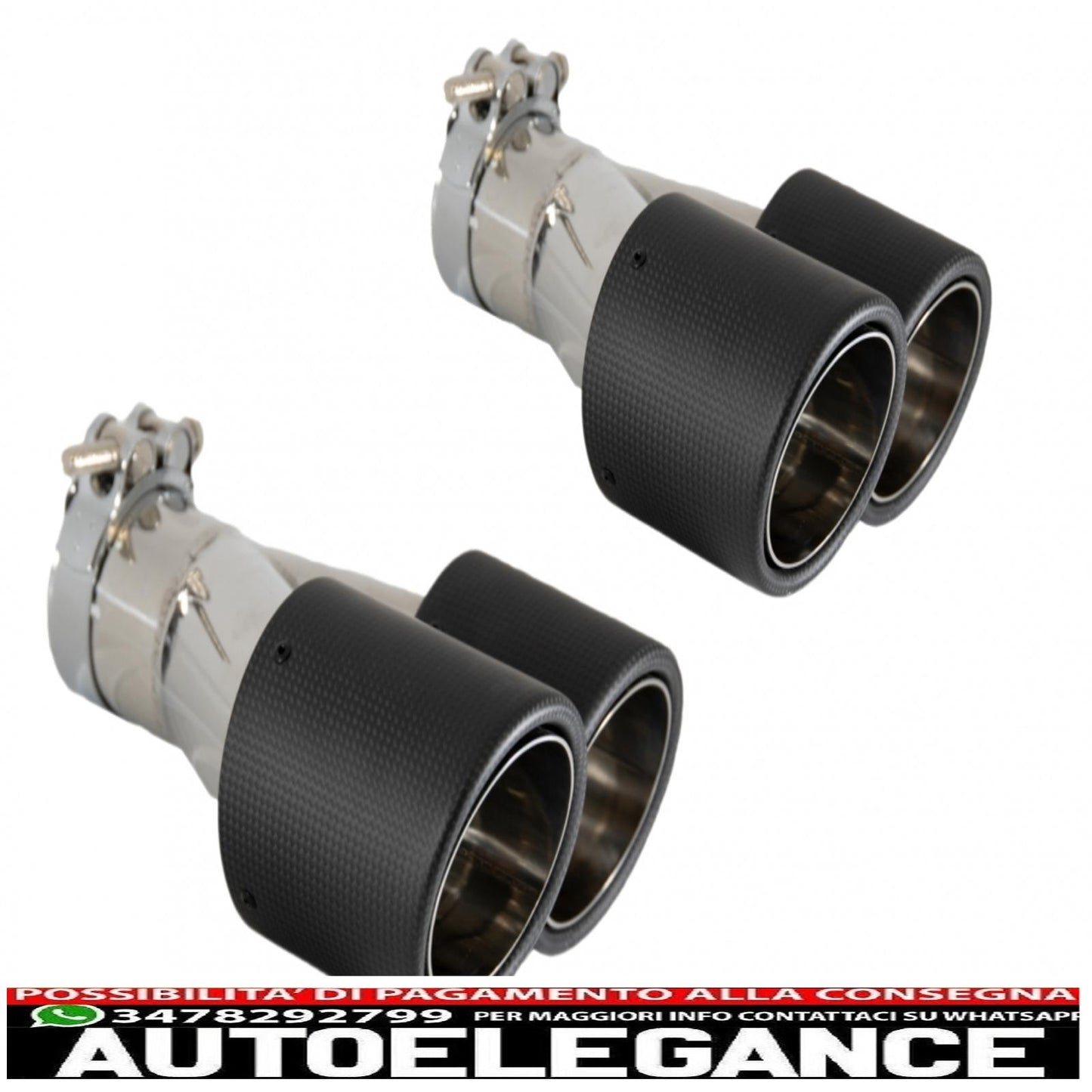 Universal Dual Exhaust Tips Carbon Fiber Matte Finish Dual Exhaust Tips Inlet 6cm/2.36inch 