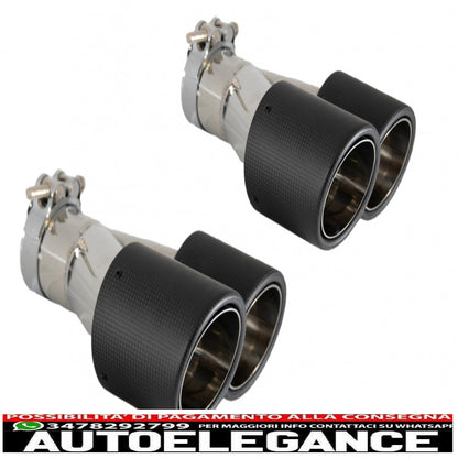 Universal Dual Exhaust Tips Carbon Fiber Matte Finish Dual Exhaust Tips Inlet 6cm/2.36inch 